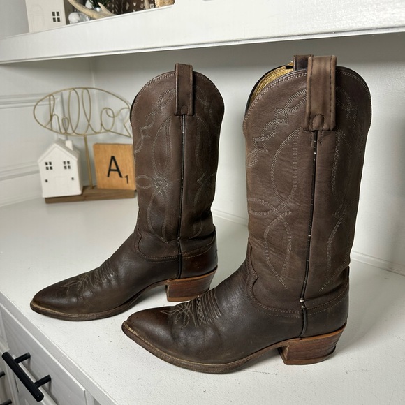 Dan Post Shoes - Vintage Dan Post Cowboy Boots Brown Leather Western Boot Mens 8D Wmn 9.5 Classic